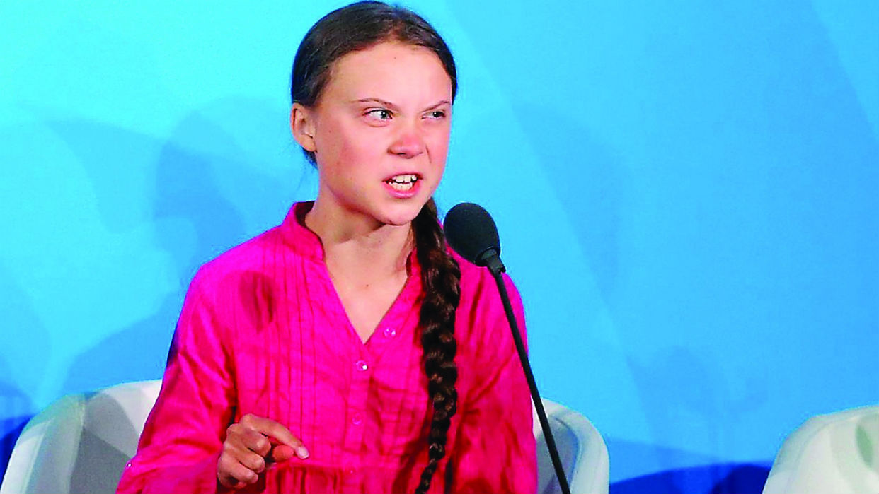 Greta Thunberg durante su discurso en la ONU.  Foto Archivo Digital